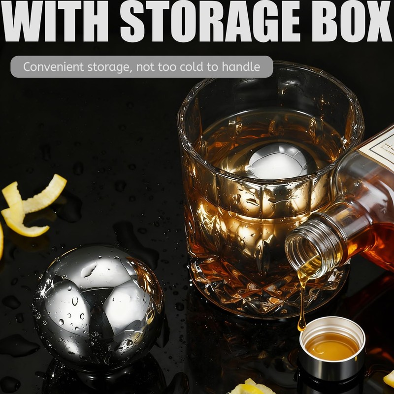 Reusable Stainless Steel Ice Cubes - 2 XL 55mm Cooling