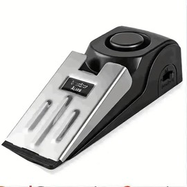 Door Stop Alarm Portable Door Lock Set 120dB Loud Alarm Adjustable Sensitivity Anti-Slip Wedge Extra Security for Home, Hotel, Travel, Airbnb, Dorms, Apartments Easy to Use & Carry