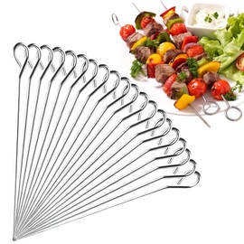 DAJING 304 BBQ Skewers Stainless Steel - 20 PCS 11.81"/30cm Reusable Metal Kebab Skewers for Oven, Grill, and Barbecue - Perfect for Turkish Shish, Adana, Kofte, and More