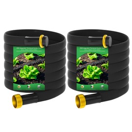 Mixc 2025-Upgrade Flat Soaker Hoses 100Ft with Copper Joint,Aluminum Seal,1mm Thickened Hose,360°Swival Handle and Inlet,Hole Pressure Relief Gasket,Drip Kit for Vegetable Garden,Lawn,Flower Bed