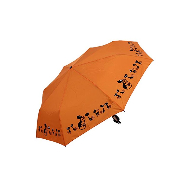 Doppler Mini Pocket Umbrella Open-Close Automatic Cats, orange