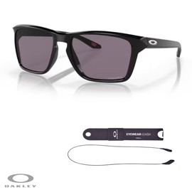 Oakley Sylas OO9448 944801 57MM Polished Black/Prizm Grey Rectangular Sunglasses for Men + BUNDLE Accessory Leash + BUNDLE with Designer iWear Eyewear Kit