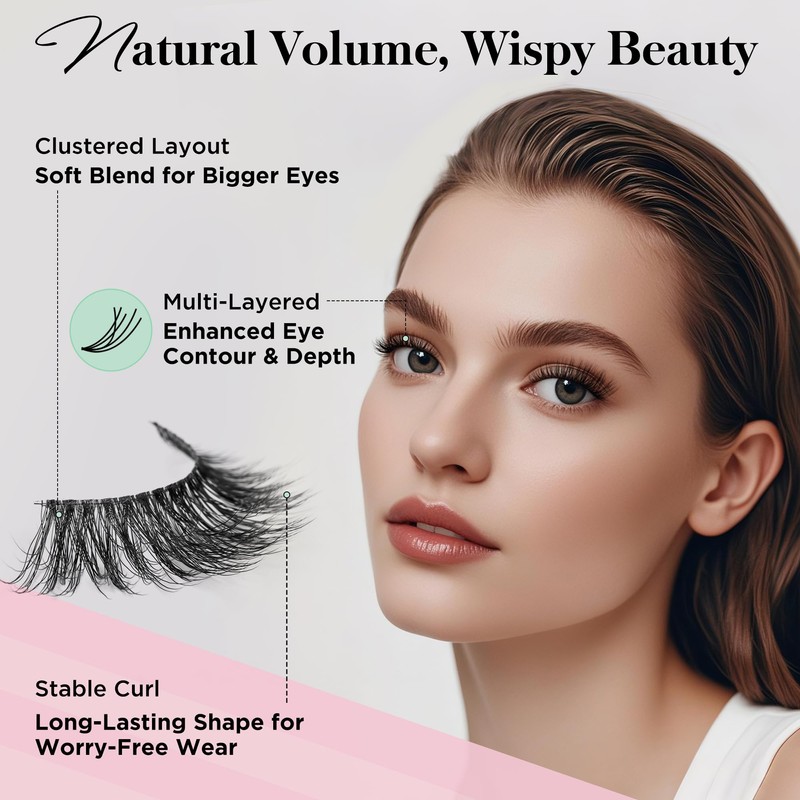 False Eyelashes 14 Pairs Eye Lash Pack Natural Look,3D Fluffy