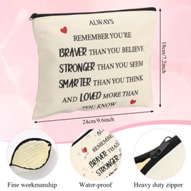 Coume 12 Pieces Thank You Gift Makeup Bags for Women Inspirational Appreciation Gift for Coworkers Teacher Nurse Employee Social Worker Volunteer Canvas Cosmetic Bags for Birthday Leaving(Motivation)