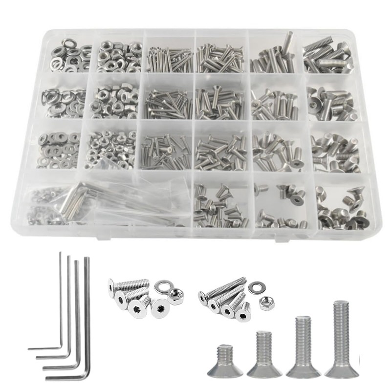 880 Pcs M2 M3 M4 M5-304 Stainless Hex Socket Flat