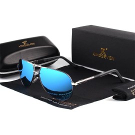 Anteojos de Sol Polarizados Kingseven K725 Talle Standard Liso Armazón Turquesa y Lente Azul