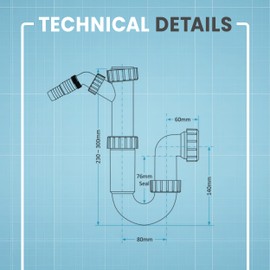 CranPlas | 40MM P Trap with Spiggot | Sink Waste Trap | Kitchen Sink Pipe Fittings | Universal Fit for UK Pipes | Easy Install | Durable, Leak-Proof Sink U Bend