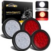 Partsam 4Pcs 4" Inch Round Led Stop Turn Tail Back-up