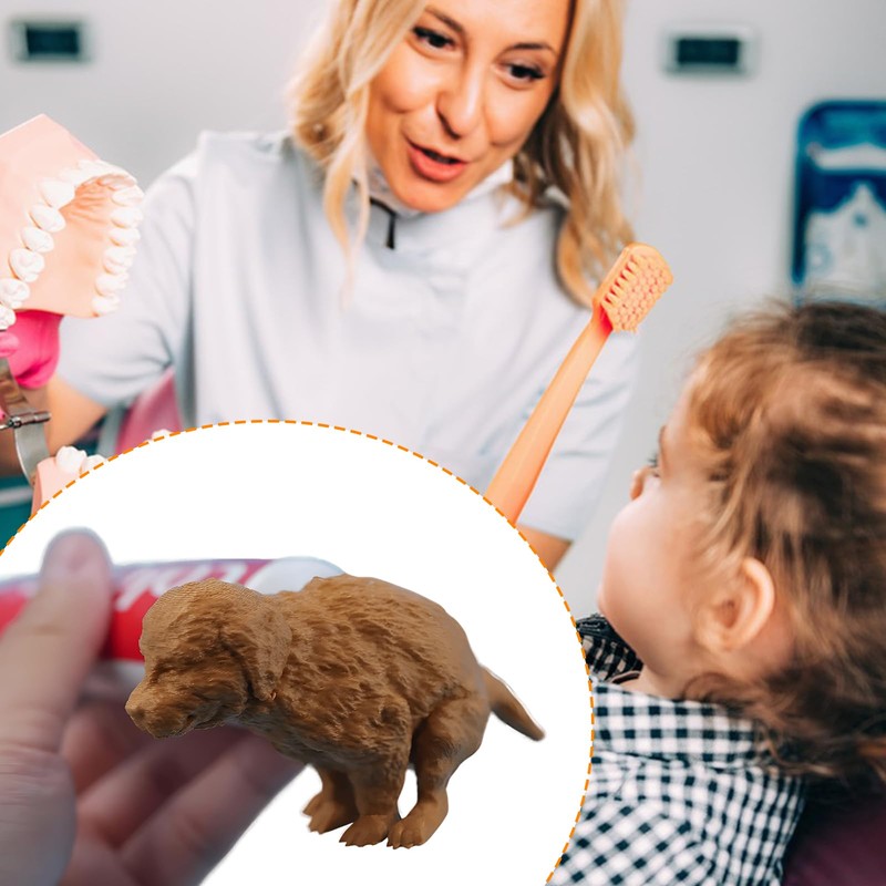 Techbrighten 2 PCS Pooping Dog Butt Toothpaste Topper, Hilarious Golden