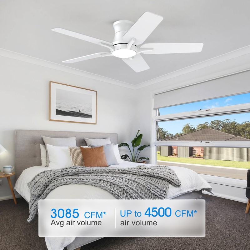 POCHFAN 42 Inch White Ceiling Fans with Lights and Remote,