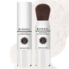 Mineral Sunscreen Setting Powder, SPF 35 Translucent Loose Powder, Mineral Brush Powder, Oil Control Natural Matte Finish, Lasting Lightweight Breathable for All Skin (#03 White)