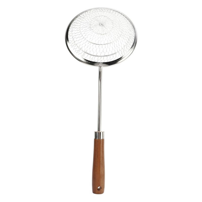 Strainer Spoon Long Wooden Handle 304 Stainless Steel Anti Scald