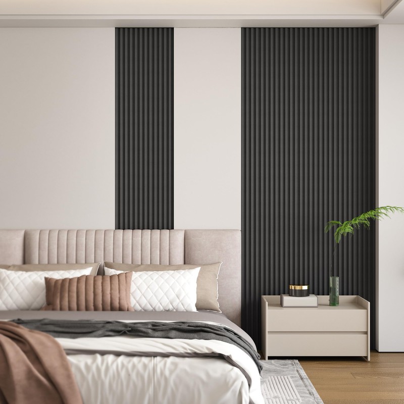 MODCART 16 Pack Slat Wall Panels, WPC Soundproof 3D Wall