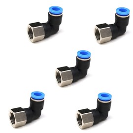 CEKER 8mm Tubing x 1/2" Npt Female Thread Elbow 90 Degree Push to Connect Fittings Air Fittings Pneumatic Quick Connect Fitting Airlines Push In Connectors Tube Fittings 5Packs