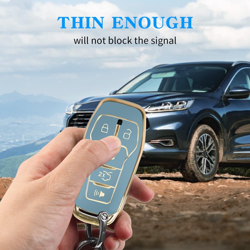 MILD EAST Key Fob Cover for Ford with Key Chain,
