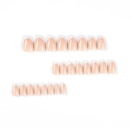 sandanfine Short fake nails, short ballet minimalist French fake nails, nail stickers, removable nail plates, reusable fake nails, clean and elegant