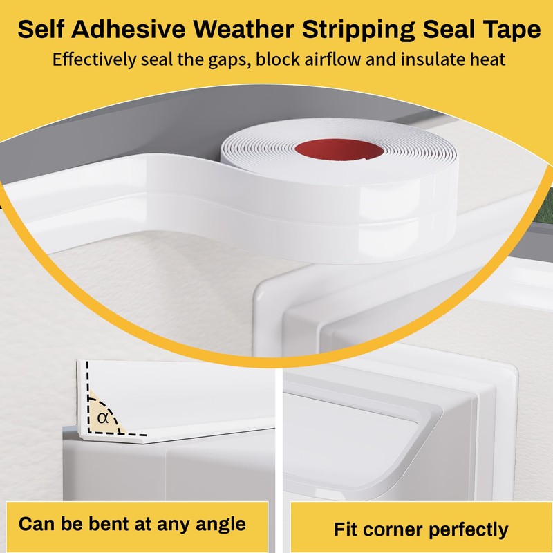 Powrocket 20Ft Weather Sealing Tape for Window Air Conditioner Side
