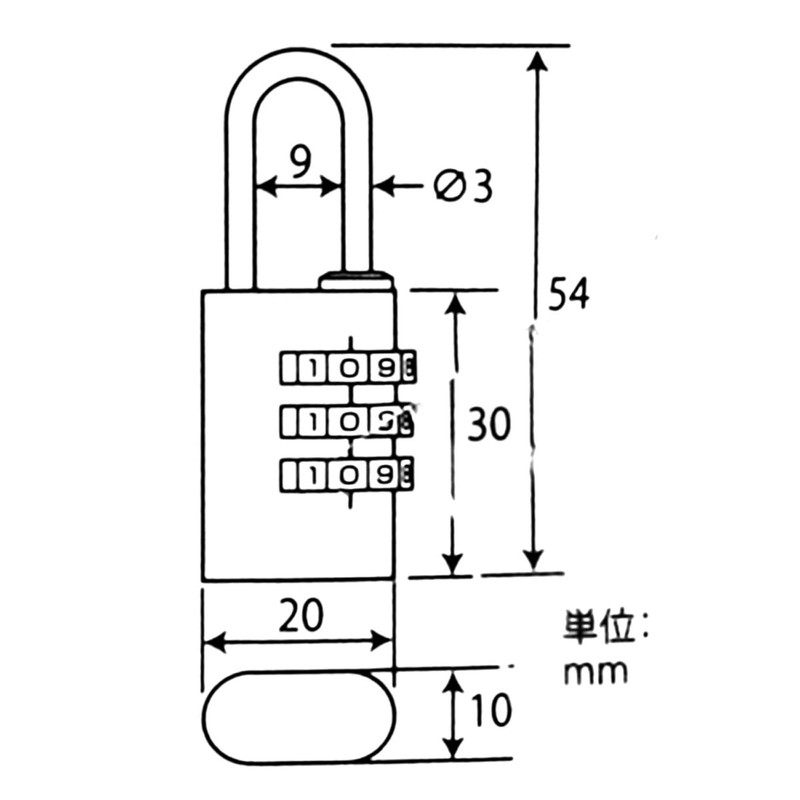 Waki Sangyo TW-924 Aluminum Padlock, Dial Type, 0.8 inches (20