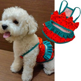 Funny Dog Swimwear Bikini Summer Dog Clothes Beach Swimsuit Puppy Bathing Suit Puppy Vest Cooling Dog Shirts Pet Shirt for Small Dog, Cat Apparel (Watermelon, Large)