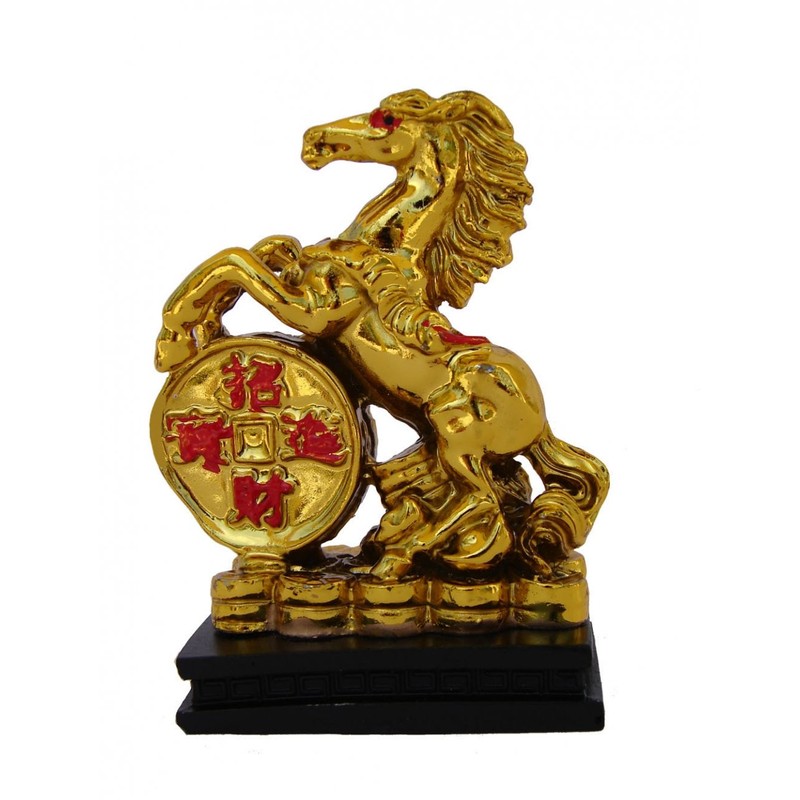 Feng Shui Import Golden Horse Statue Stepping on Money Coin