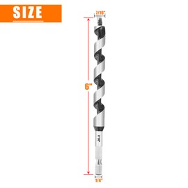 NICAVKIT 7/16 Inch x 6 Inch Long Auger Drill Bit for Wood, Hex Shank Ship Auger Drill Bit for Soft and Hard Wood, Plastic, Drywall and Composite Materials