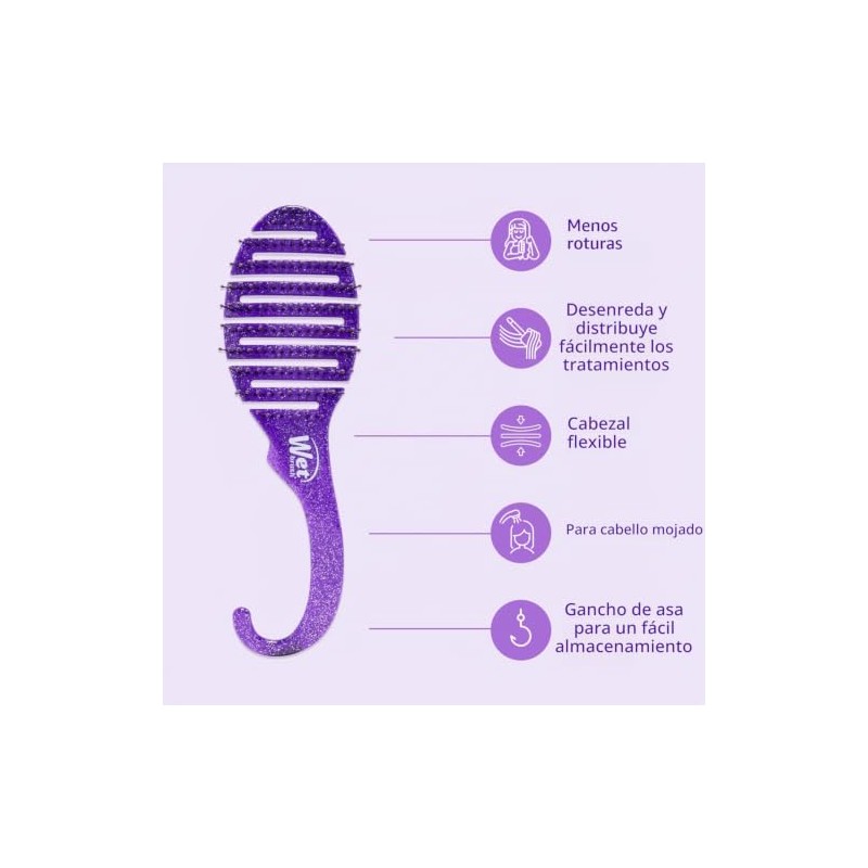 Wet Brush Cepillo desenredante de ducha, purpurina morada por unisex