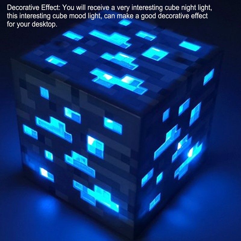LED Cube Night Light 3.1in Energy Saving Blue Light LED
