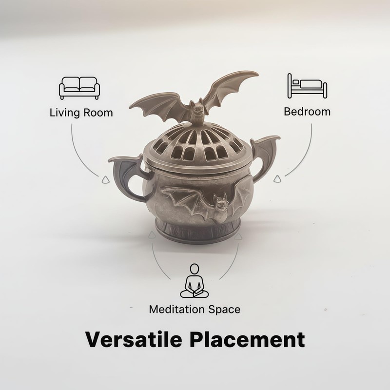 2 Pack Mini Cone Incense Holder MetalBat-Shaped Incense Burner for