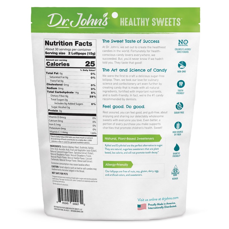 Dr. John’s Sugar Free Candy, Healthy Lollipops with Zero Sugar,