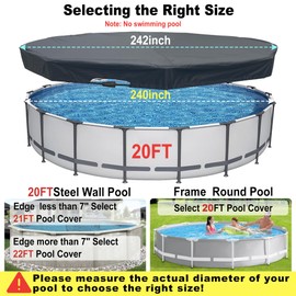 SIHAIAN 20 Ft Pool Cover, with Automatic Drain Round Pool Cover, One-Piece Quick Installation and Removal Above Ground Pool Cover, Preventing Waterlogging, UV Protected Solar Swimming Pool Cover