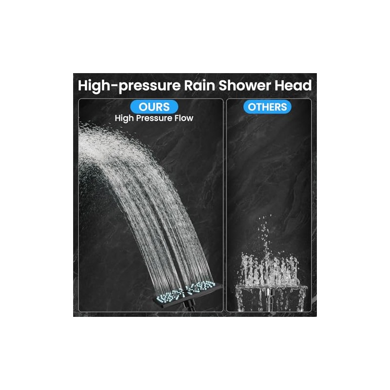 Veken High Pressure Rain Shower Head with Handheld, Multi-Functions Square