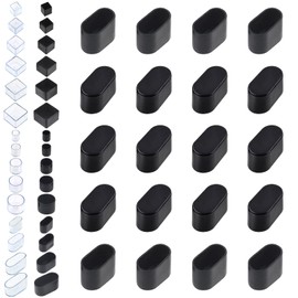 Rustark 20Pcs 15mmx30mm Black Oval Rubber Furniture Leg Caps Assortment Kit Anti-Slip Chair Leg Caps Furniture Floor Protectors Chair Leg Covers Chair Leg Foot Cover Feet Pads for Chair Table Sofa