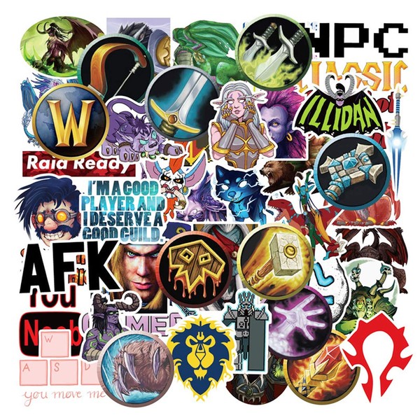 World of Warcraft Stickers for Water Bottles 50 Pcs Cute,Waterproof,Aesthetic,Trendy