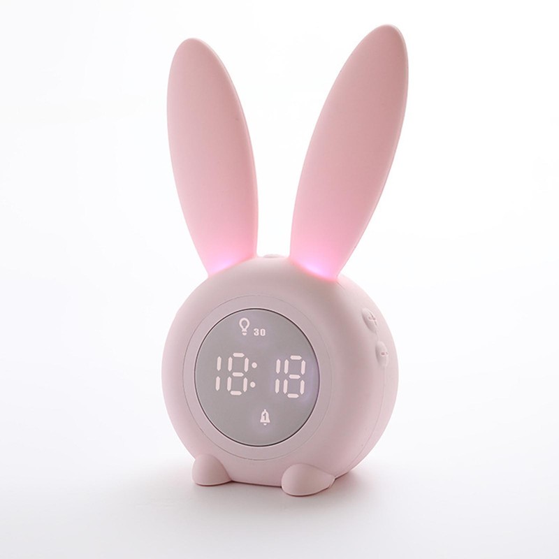 Digital Alarm Clock Cute Bunny Shape LED Night Light Luminous