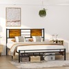 VECELO Metal Platform Full Bed Frame with Wooden Headboard,Sturdy Steel
