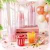 50 Pcs Pink Striped Plastic Cups Disposable 12oz