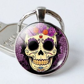UNIQUE SUGAR SKULL DAY OF THE DEAD KEY CHAIN CABOCHON
