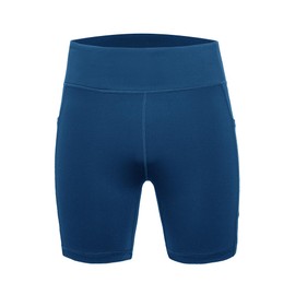 DEVOROPA Girls 5" Spandex Volleyball Shorts Stretch Youth Athletic Gymnastics Shorts Kid Yoga Dance Compression Shorts Pocket Dark Blue Medium