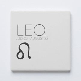Leo Zodiac, Joyride Home Decor, Single Ceramic Coaster, 4-inch Individual Square Drink Coaster, Non-Slip Cork Back, Protects Surfaces, Express Your Style.