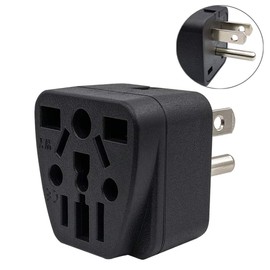 US Travel Plug Adapter EU/UK/AU/in/CN/JP/Asia/Italy/Brazil to USA (Type B), 3 Prong Grounded USA Wall Plug, International Mini Travel Adapter and Converter, Wall Outlet Power Charger Converter Black