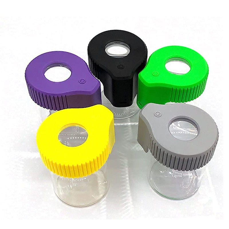 Oweto Led Transparent Glass Seal Storage Jar, Light-Up Magnifying Ornamental