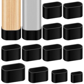 Hilitchi 20PCS Oval Furniture Leg Caps 1.57" x 0.78" Anti-Slip Chair Leg Floor Protectors Vinyl Flexible Chair Leg Floor Protectors for Chair Table Bed(Black)