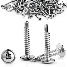 Sturiz 180pcs Self Tapping Screws Metal Drilling Wafer Head Screws M4.2x25mm 410 Stainless Steel Modified Truss Head Self Tapping Tek Screw for Sheet Metal Steel Aluminum Wood Plastics
