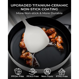 Stackbear Nonstick Frying Pan Ceramic Cookware Set for Cooking (10.4+11.8 Inch), Tri-Ply Stainless Steel Pan, Non Toxic Skillet, PTFE & PFOA Free, Compatible with All Stovetops, Dishwasher & Oven Safe
