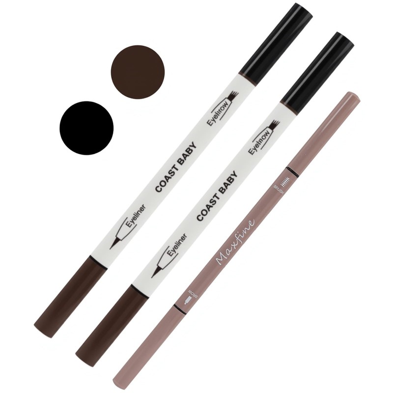 Waterproof Eyebrow Pencil Set, 2-in-1 4-Fork-Tip Microblading Brow Pen +