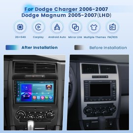 Inefala 2G 64G Radio for Dodge Charger 2006-2007 for Dodge Magnum 2005-2007 Android 13 CarPlay Car Stereo 9'' Touch Screen Android Auto AHD Backup Camera Bluetooth GPS WiFi FM RDS