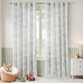 jinchan Linen Light Filtering Nursery Curtains 96 Inches Long 2 Panels