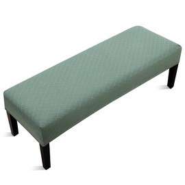 Fuloon Stretch Jacquard Dining Bench Cover - Anti-Dust Removable Bench Slipcover Washable Bench Seat Protector Cover for Living Room, Bedroom, Kitchen (Dark Green)