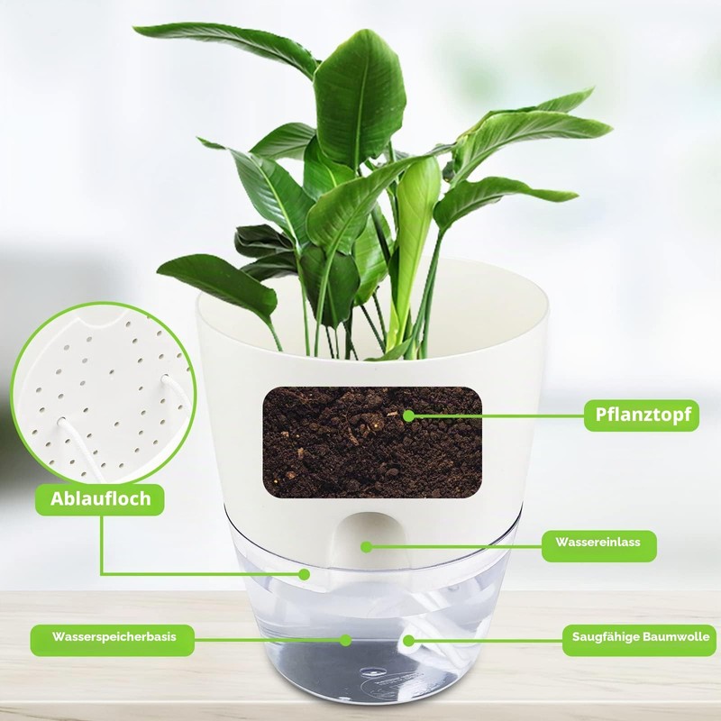 Relota Pack of 3 Flower Pot, White, 15.3 cm Width,