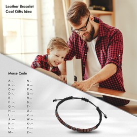 YELUWA I Love You Gifts Morse Sign Bracelets for Men Son Gift Husband Gift for Boyfriend Anniversary Gift for Him Wedding Anniversary Gifts for Men Valentine's Day, Stainless Steel, Bead